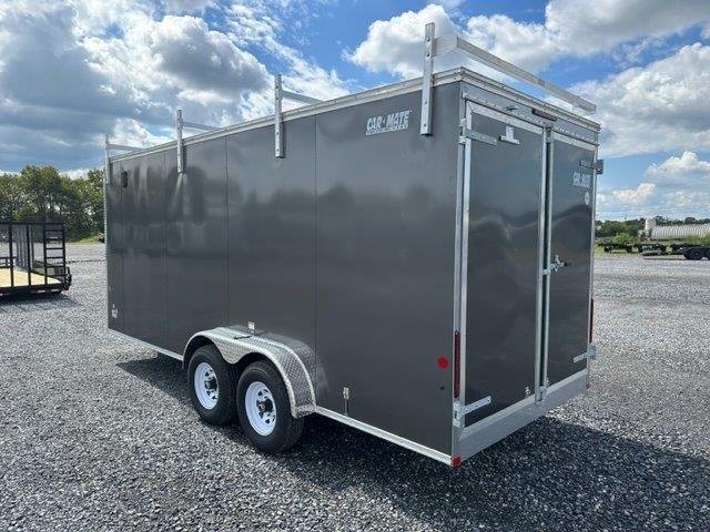 Car Mate 7 x 18 Enclosed Contractor Trailer – Exterior Tool Doors image 2