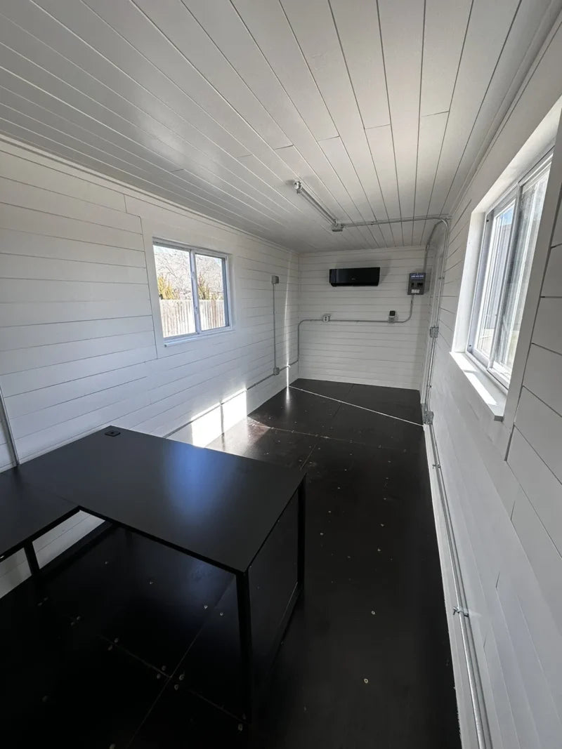 20ft 20’ Slate Gray Shiplap 120V Shipping Container Office Mini Split image 2