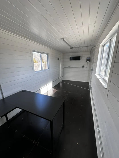 20ft 20’ Slate Gray Shiplap 120V Shipping Container Office Mini Split image 2