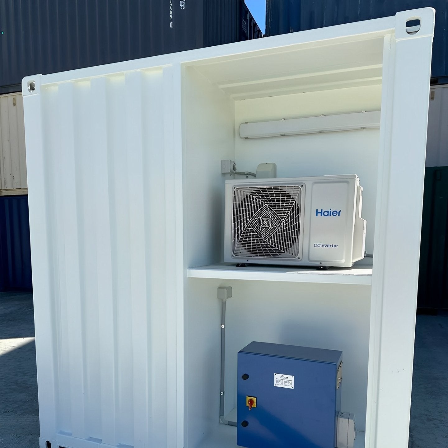 White Modified 10ft Shipping Container with AC image 1