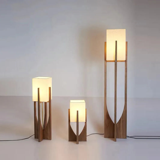 Solid Wood LED Floor Lamp with Fabric Shade – Adjustable Dimmable Standing Lamp for Living Room, Bedroom &amp; Bedside