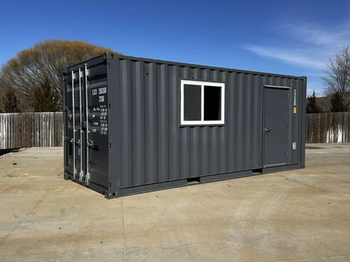 20ft 20’ Slate Gray Shiplap 120V Shipping Container Office Mini Split image 0